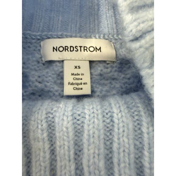 Nordstrom Cable Knit Mock Neck Light Blue Sweater Womens Size XS - Picture 14 of 15